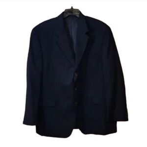 Wool Chaps pinstripe sport coat size 48R Black Classic Men's Blazer